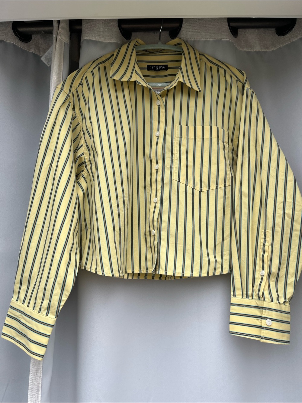 J. Crew Étienne cropped button-up shirt in striped cotton poplin